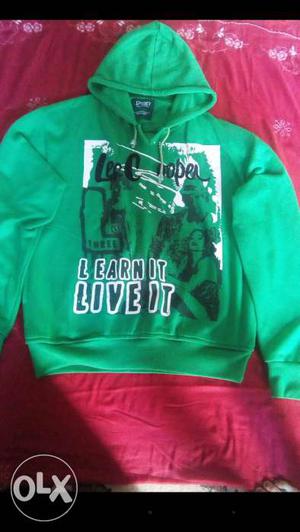 Green, White And Black Learn It Live It Printed Pullover
