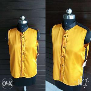 Mango colour satin formal shirt