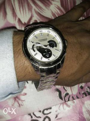 Men's Round Silver Bezel Curren Chronograph Watch