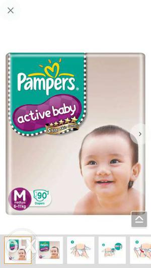 Pampers Active Baby Diapers Taped Medium Size (90