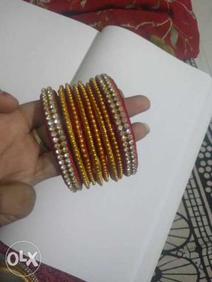 Pink And Gold Silk Thread Bangles