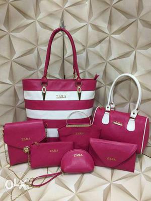 Pink And White Zara Leather Bags Collection