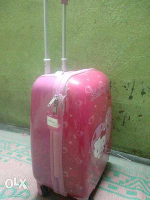 Pink Hello Kitty Print Luggage Bag