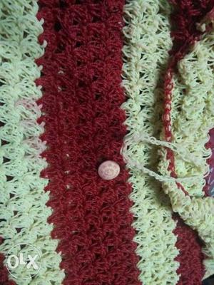 Red And Beige Knitted Bag