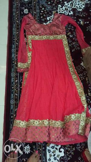 Red And Multicolored Anarkali Dress