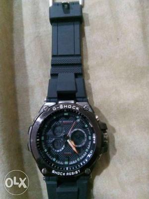Round Black Casio G-Shock Sport Watch With Black Band