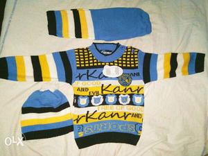 Toddler's Blue And Yellow Sweatshirt And Sweatpants