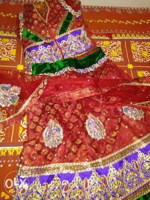Traditional baby Lengha duptta for up-to 7years.