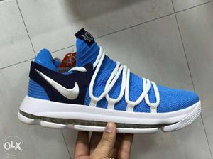 White And Blue Nike KD Basketball Shoe