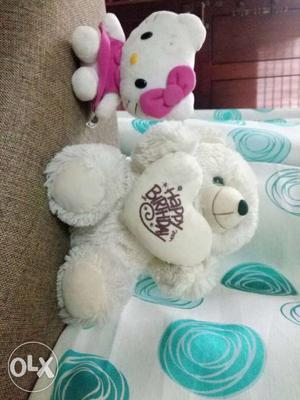 White Bear And Hello Kitty Plush Toys