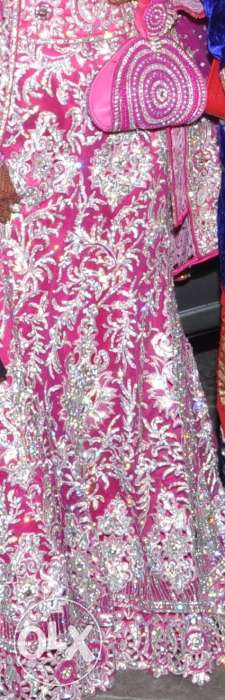 Women's Purplish Pink And Silver Diamond Wedding Dress