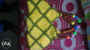 Women's Yellow And Green Handbag