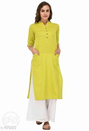 Women's Yellow And White Kameez