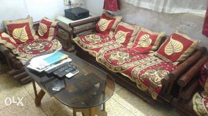 Antique sofa set(3+1+1)with cushions & pillows