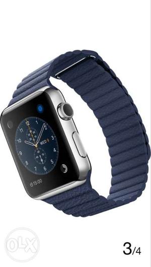 Apple Watch 42mm space grey Blue leather strap