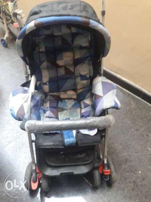 Baby's Black And Gray Umbrella Stroller