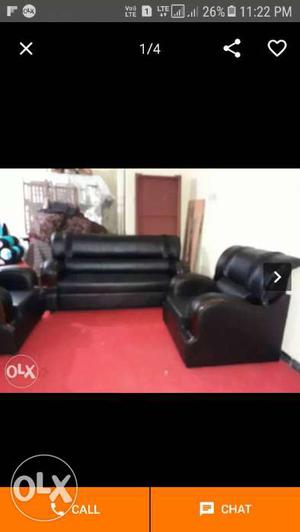 Black Leather Padded Sofa Set Screenshot