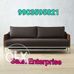 Black Leatherite 3-seat Sofa
