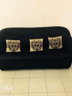 Black Suede Sofa With covers for sale