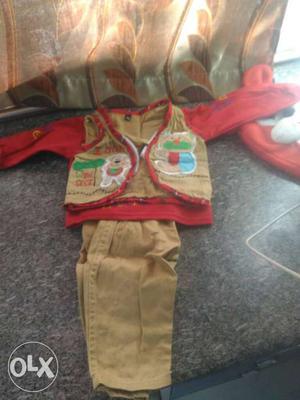 Boy's Brown And Red Vest