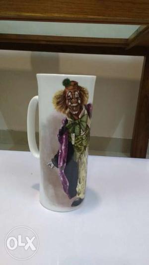 Clown Print White Ceramic Mug