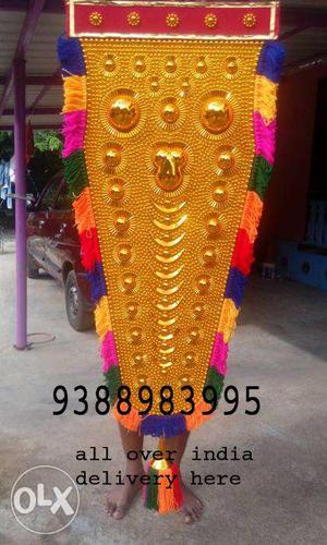 Gold plated special nettipattam (aanapattam) elephant