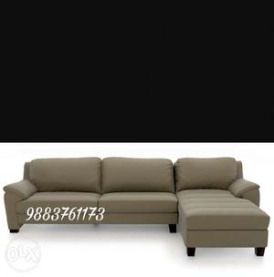 Gray Suede Sectional Sofa Set