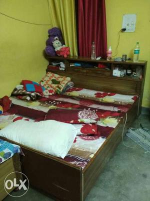 King size Brown Wooden Bed with box