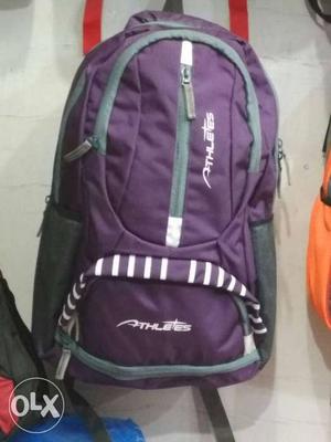 Purple And Black Athletes Zip Backpack