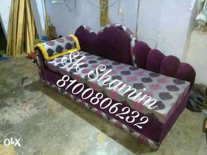 Purple And Gray Fabric Chaise Lounge