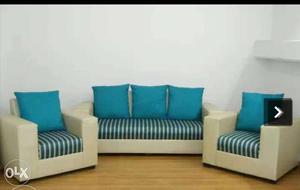 Teal-and-white Striped Sofa Set Screenshot
