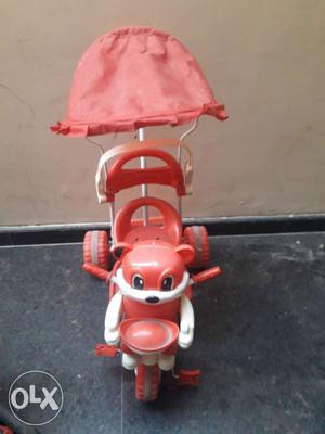 Toddler's Red And White Push Trike