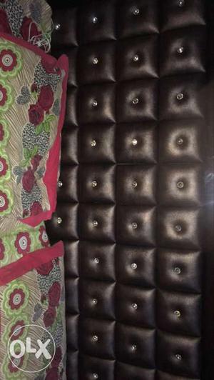 Tufted Black Leather Bed Headboard