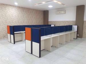 White And Blue Office Cubicles