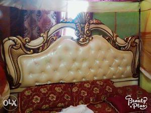 White Leather Tufted Bed Headboard