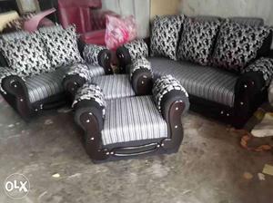 White-and-black Striped Sofa Set