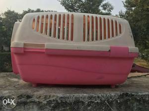 Fibre Puppy Cage.(Medium) pink and white