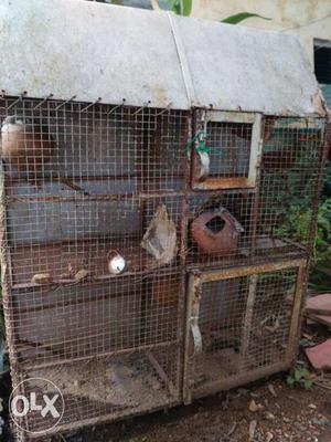 Gray And Brown Steel Animal Cage