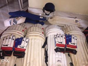 5 pairs of cricket batting pad, 1 pair of wicket