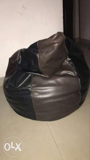 Brown And Black Leather Bean Bag Chair