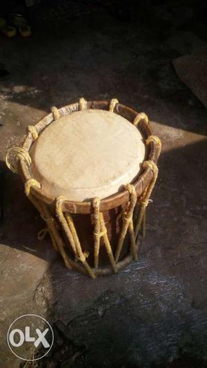 Brown And White Tabla Drum
