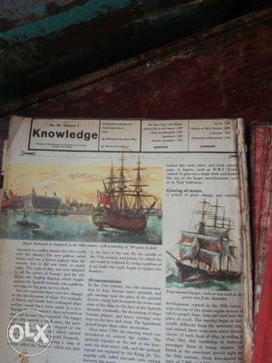 Brown Galleon Ship Printed Paper