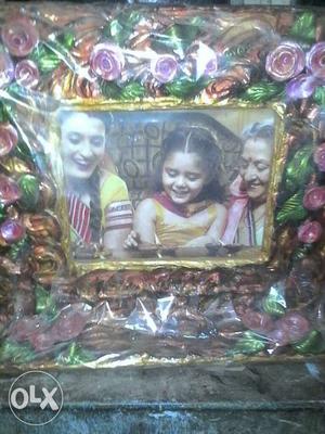 Brown, Green, And Pink Photo Frame