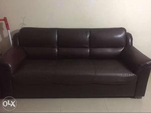 Brown Leather 3 + 1+ 1 Seat Sofa
