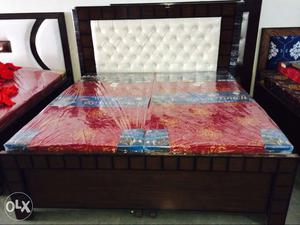 Double bed wooden designe with cushion