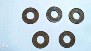 Five Bronze Indian Coins