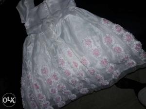 Girl dress silver white fancy type for small baby 3yrs to 4