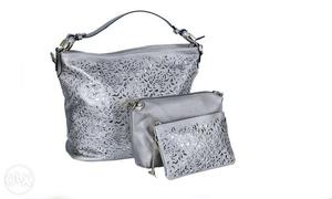 Grey Printed Handbags