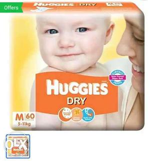 Huggies diapers 60pcs at heavy Discount 500rs