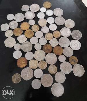 Old Indian coins. (60 coins)